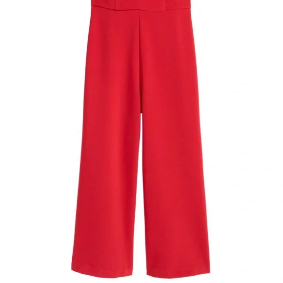 H&M Red Off the Shoulder Jumpsuit, Size 10 - Picture 3 of 8
